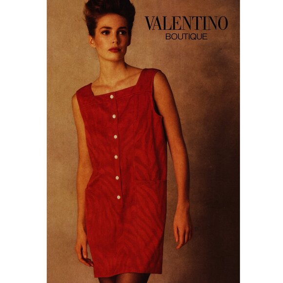 Valentino Boutique Vintage '80s Red Buttoned Shift Dress - Picture 1 of 14